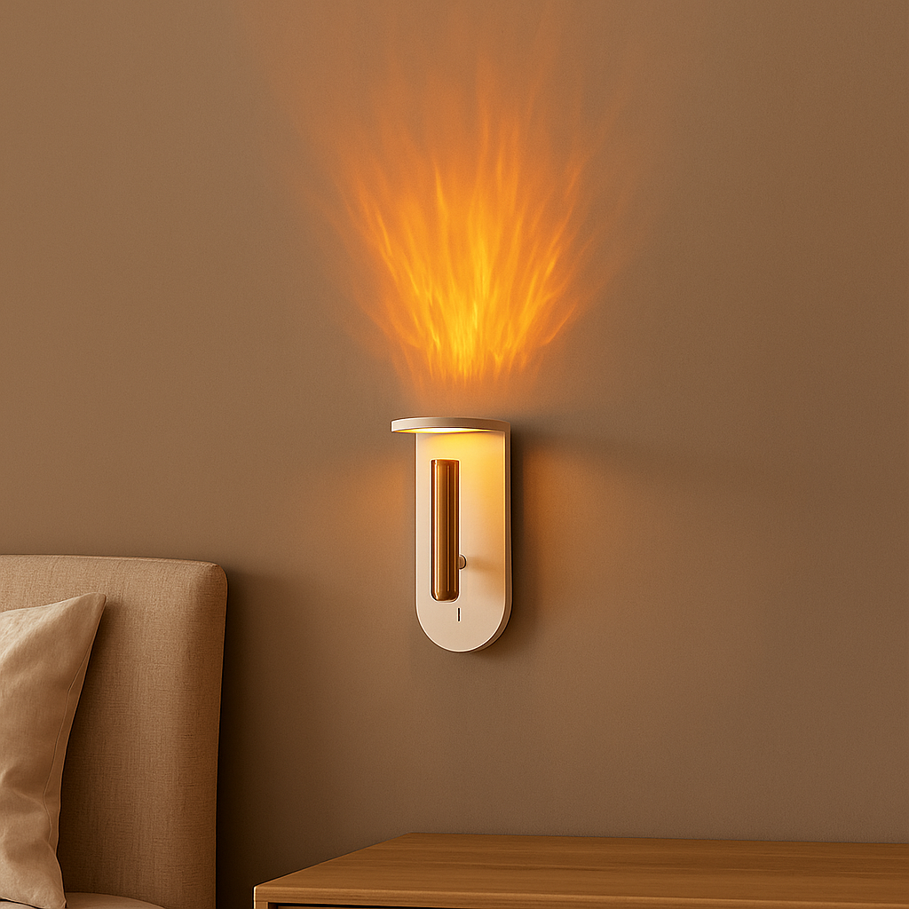 NordiFlame – Justerbar nordisk LED-væglampe med flammeeffekt