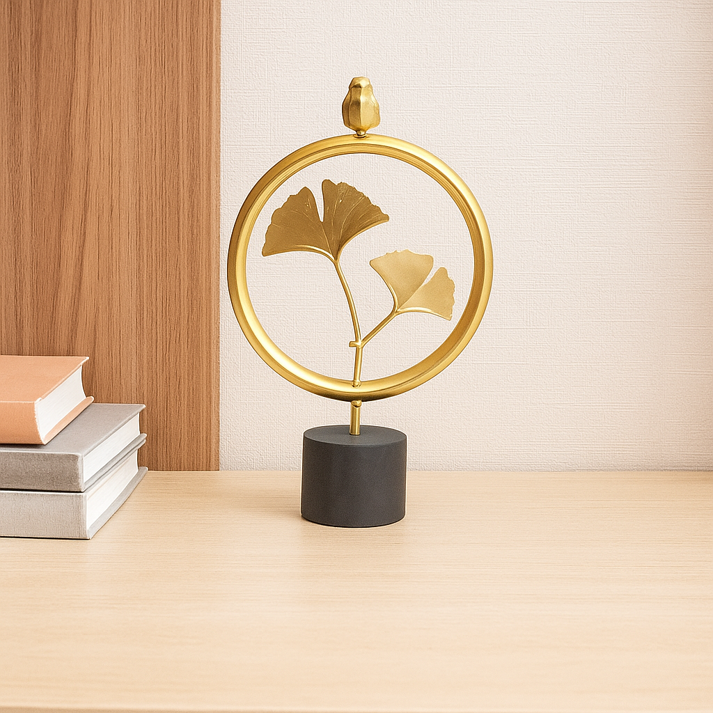 GoldenGrove – Minimalistisk Ginkgobladskulptur for Elegant Naturlig Charme