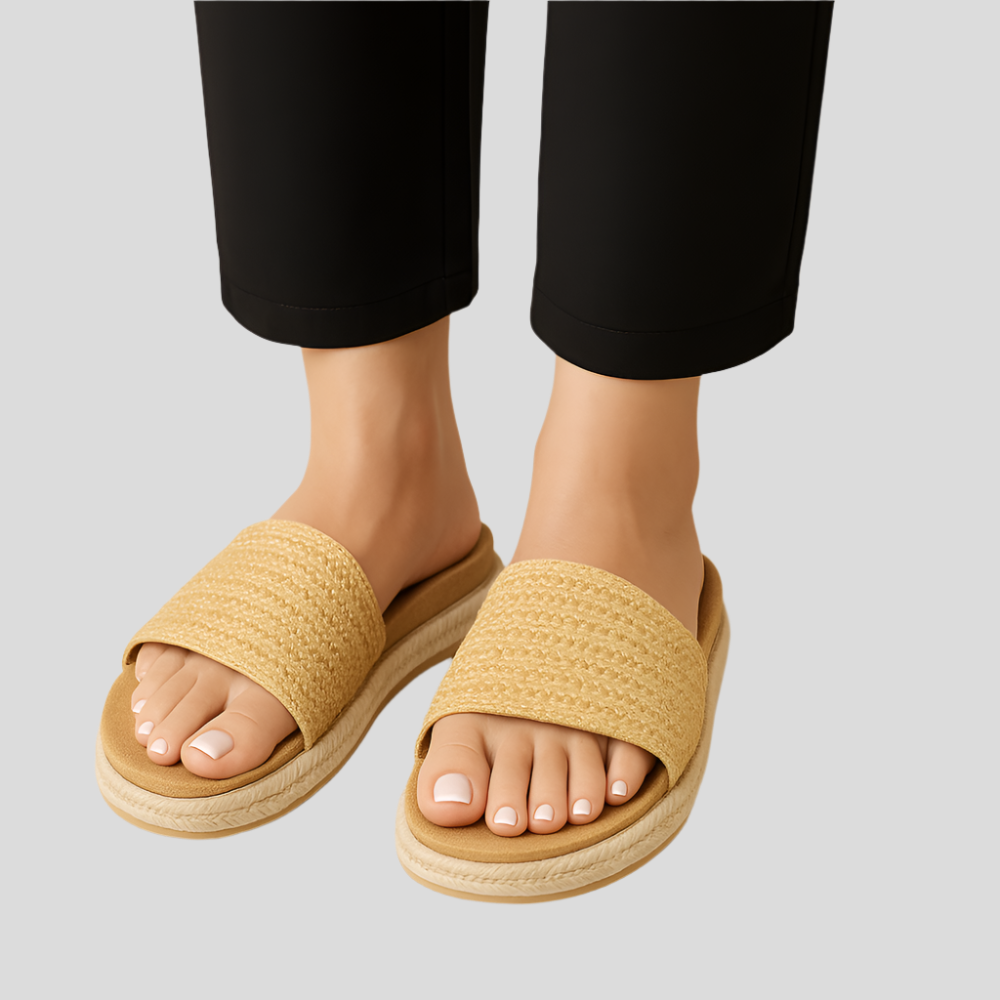 LunaStep Dame Hvide Boho Slideslippers – Minimalistisk Komfort med et Chic Twist