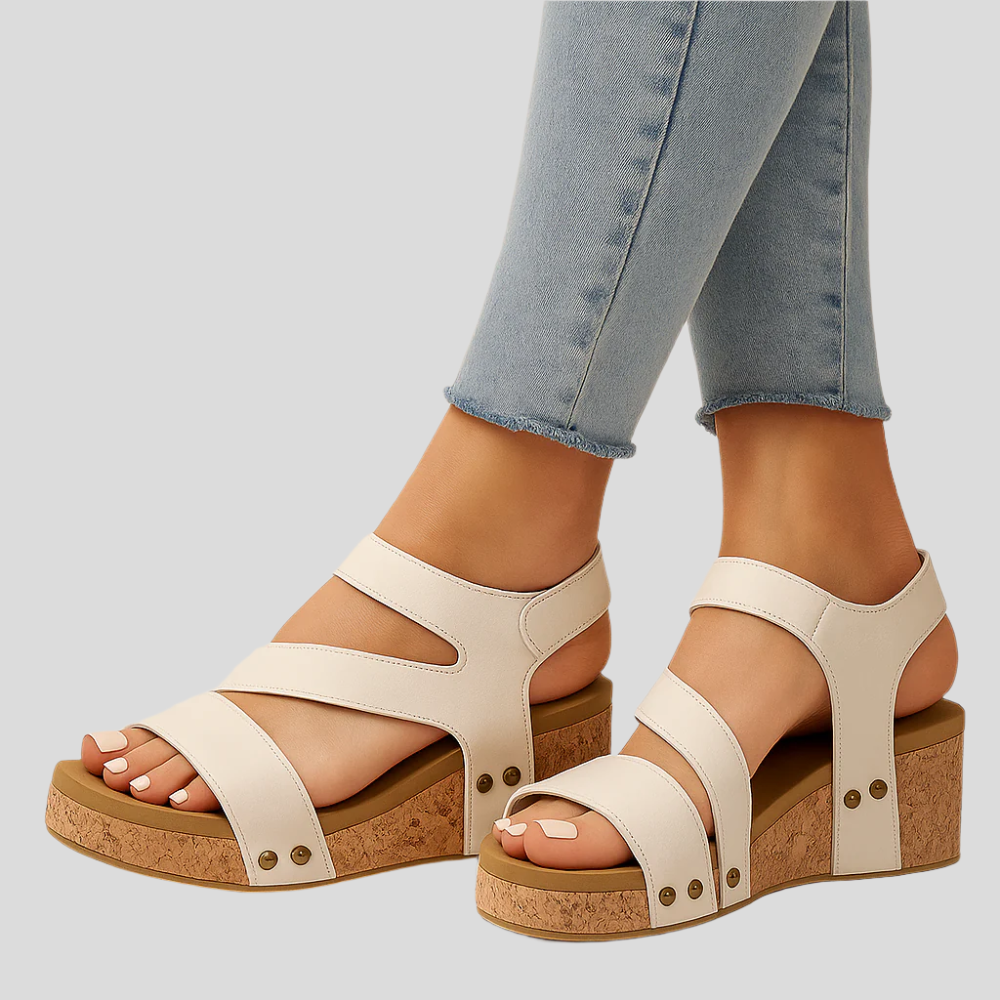 SoleLift Beige Suede Wedge Sandals – Chic Comfort til sommerdage