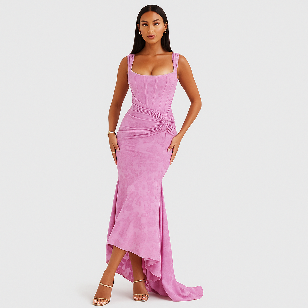 Liva – Ærmeløs, ruchet, bodycon aftenkjole