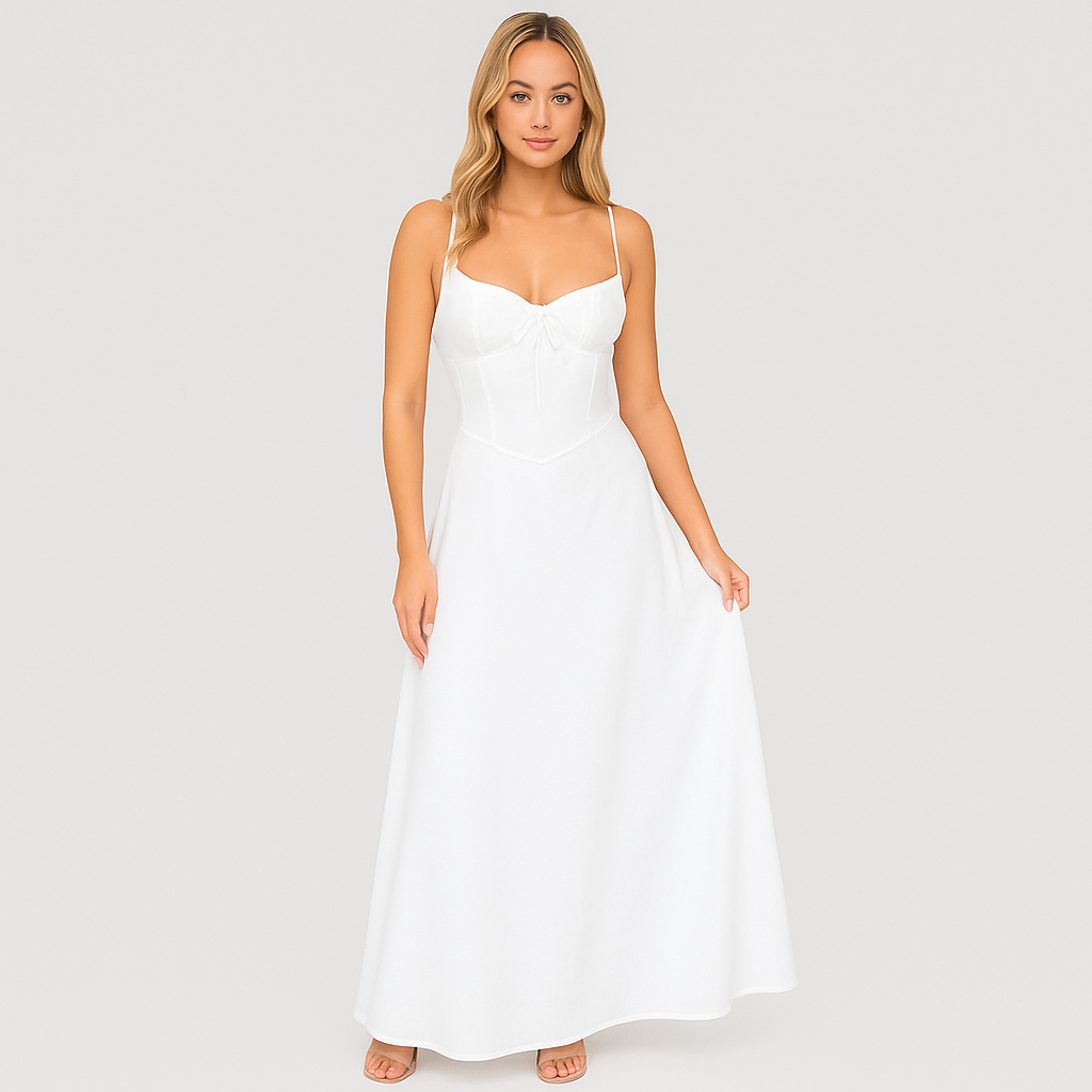 Elara – Elegant maxi-wrapkjole med spaghettistropper