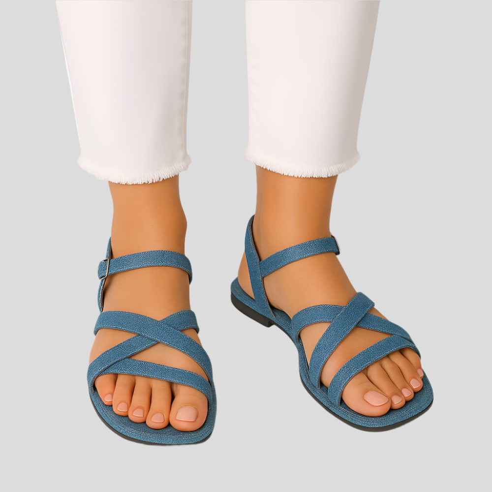 Azana Dame Blå Flade Sandaler – Chic Komfort til Sommerdage