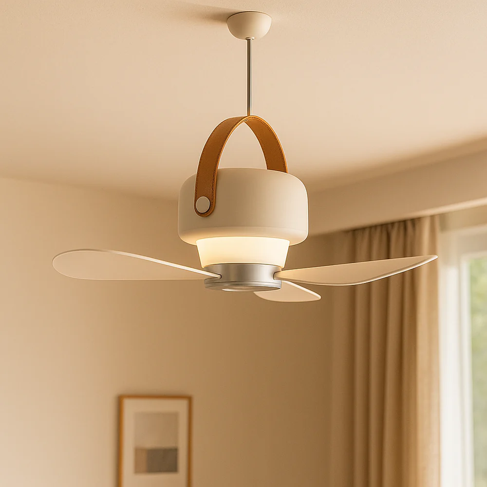 BreezeGlow - Bærbar loftsventilator med LED-lys og Bluetooth-højttaler