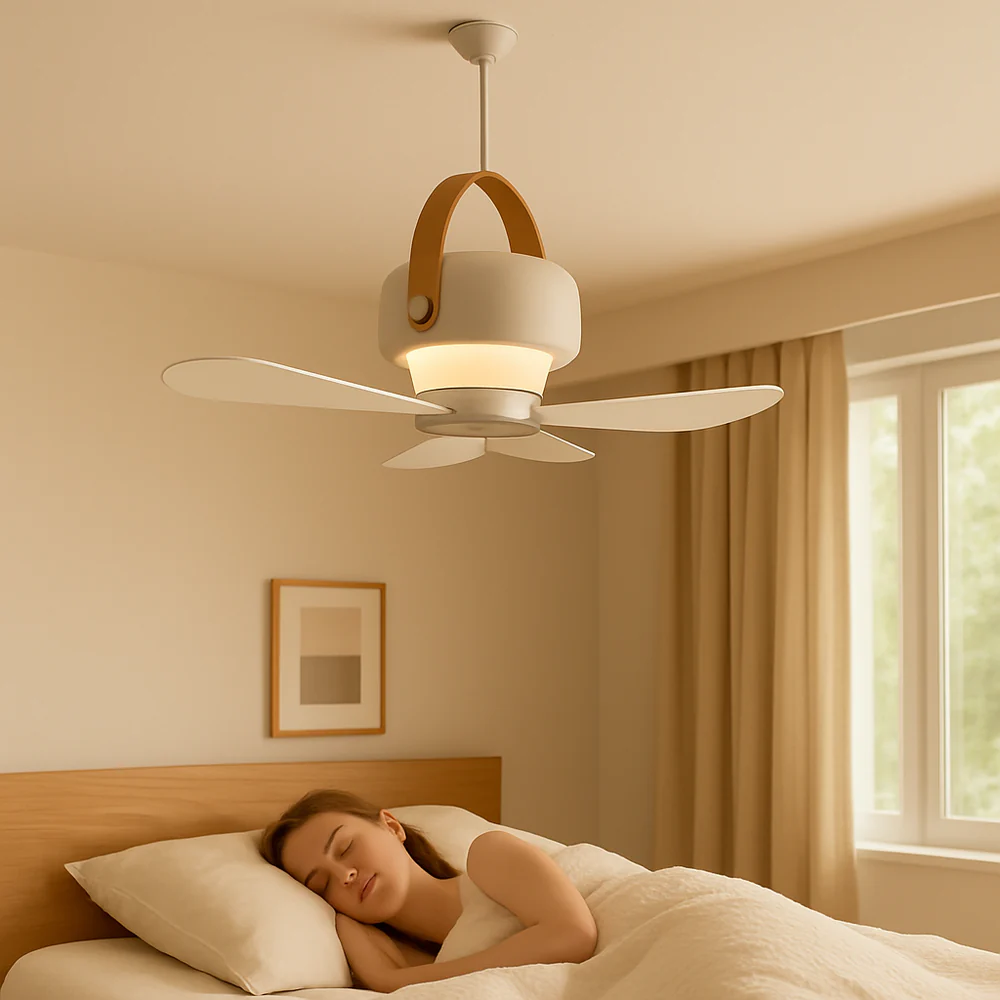 BreezeGlow - Bærbar loftsventilator med LED-lys og Bluetooth-højttaler