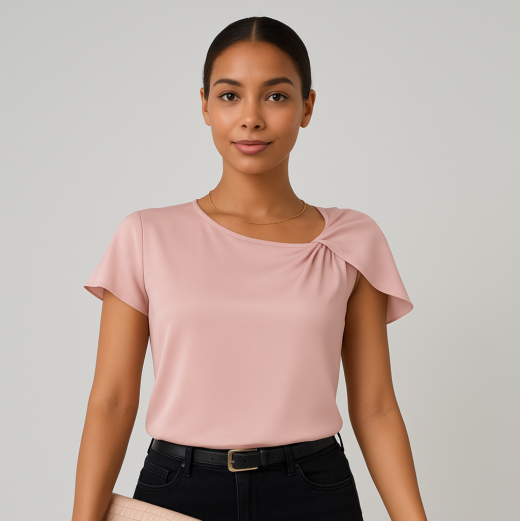 Lena – Moderne, elegante skulderbluse med knudedetaljer