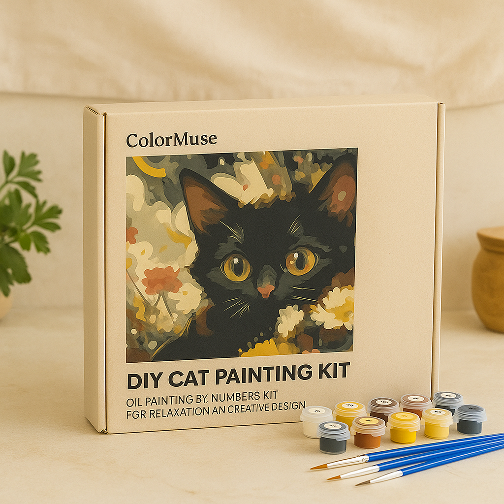 ColorMuse DIY Kattemalingssæt – Oliemaling efter tal-sæt til afslapning og kreativ indretning