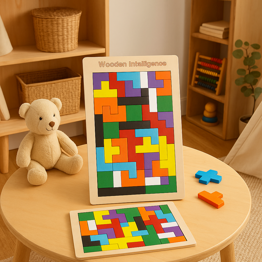 BrightBlocks 3D Træ Tangram Puslespil til Børn – STEM Hjernevridere