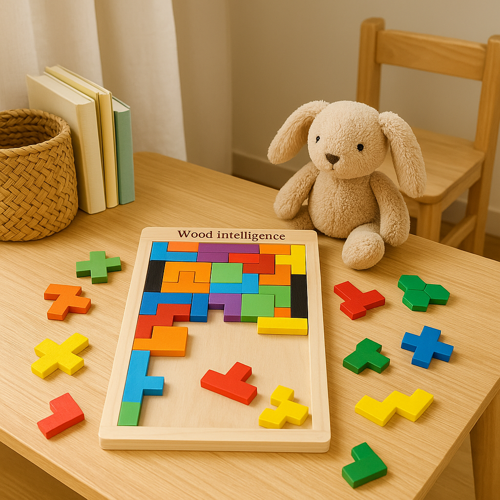BrightBlocks 3D Træ Tangram Puslespil til Børn – STEM Hjernevridere