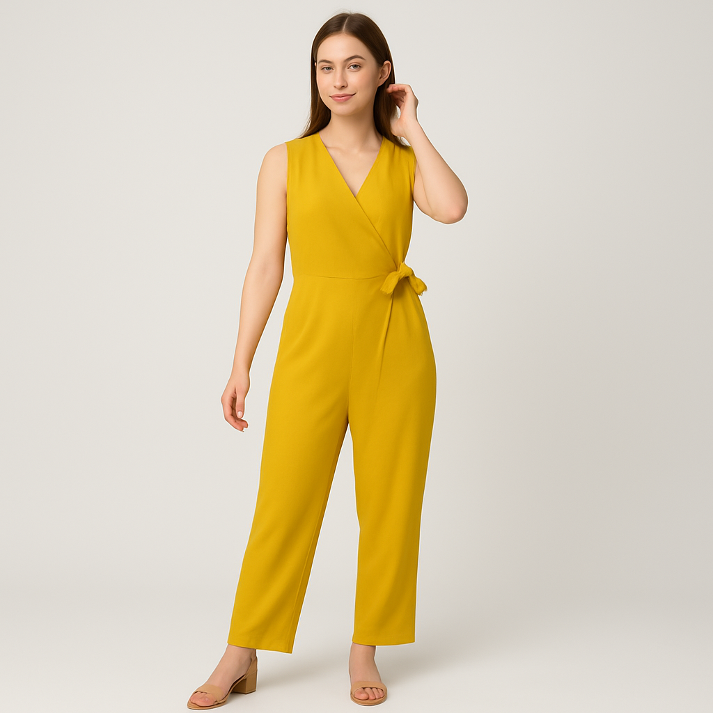 Ærmeløs Aurora Jumpsuit med integreret knudedetaljer – Elegant outfit i ét stykke