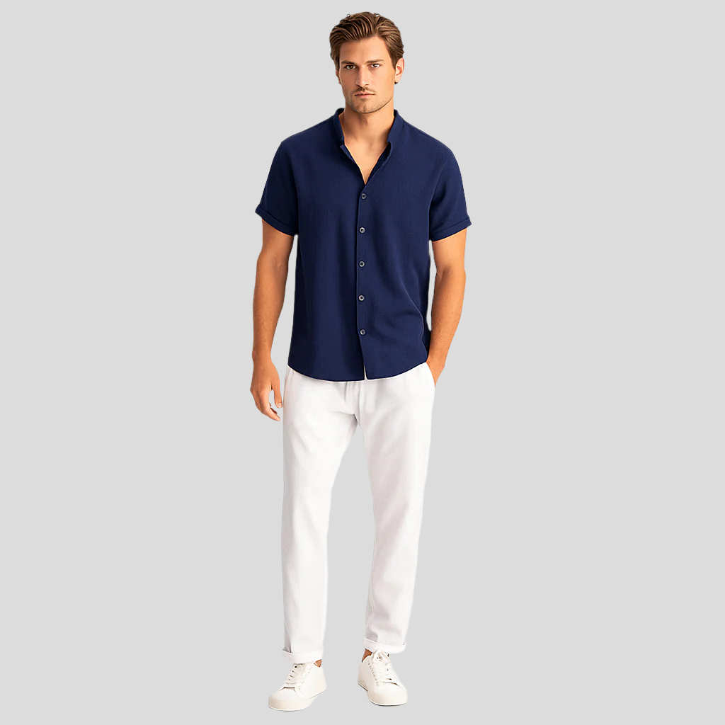Luca Summer Linen Duo – Herresæt med slim fit polo og skræddersyede bukser