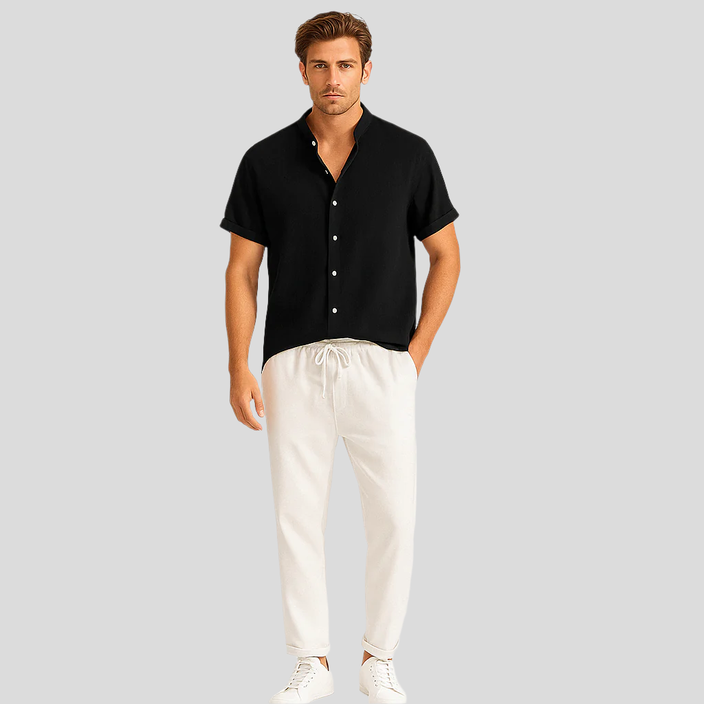 Luca Summer Linen Duo – Herresæt med slim fit polo og skræddersyede bukser