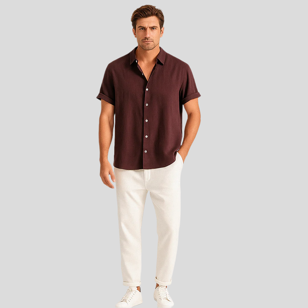 Luca Summer Linen Duo – Herresæt med slim fit polo og skræddersyede bukser