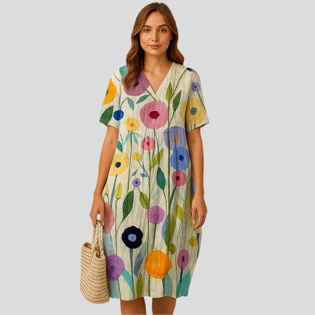 Elena Bloom Casual Midi-kjole – Blomstret let kjole til sommerens elegance