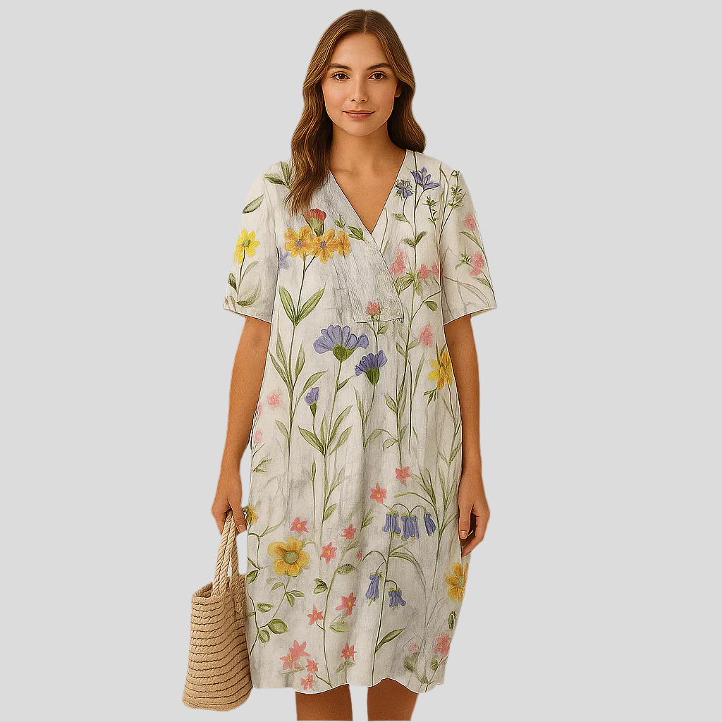 Elena Bloom Casual Midi-kjole – Blomstret let kjole til sommerens elegance