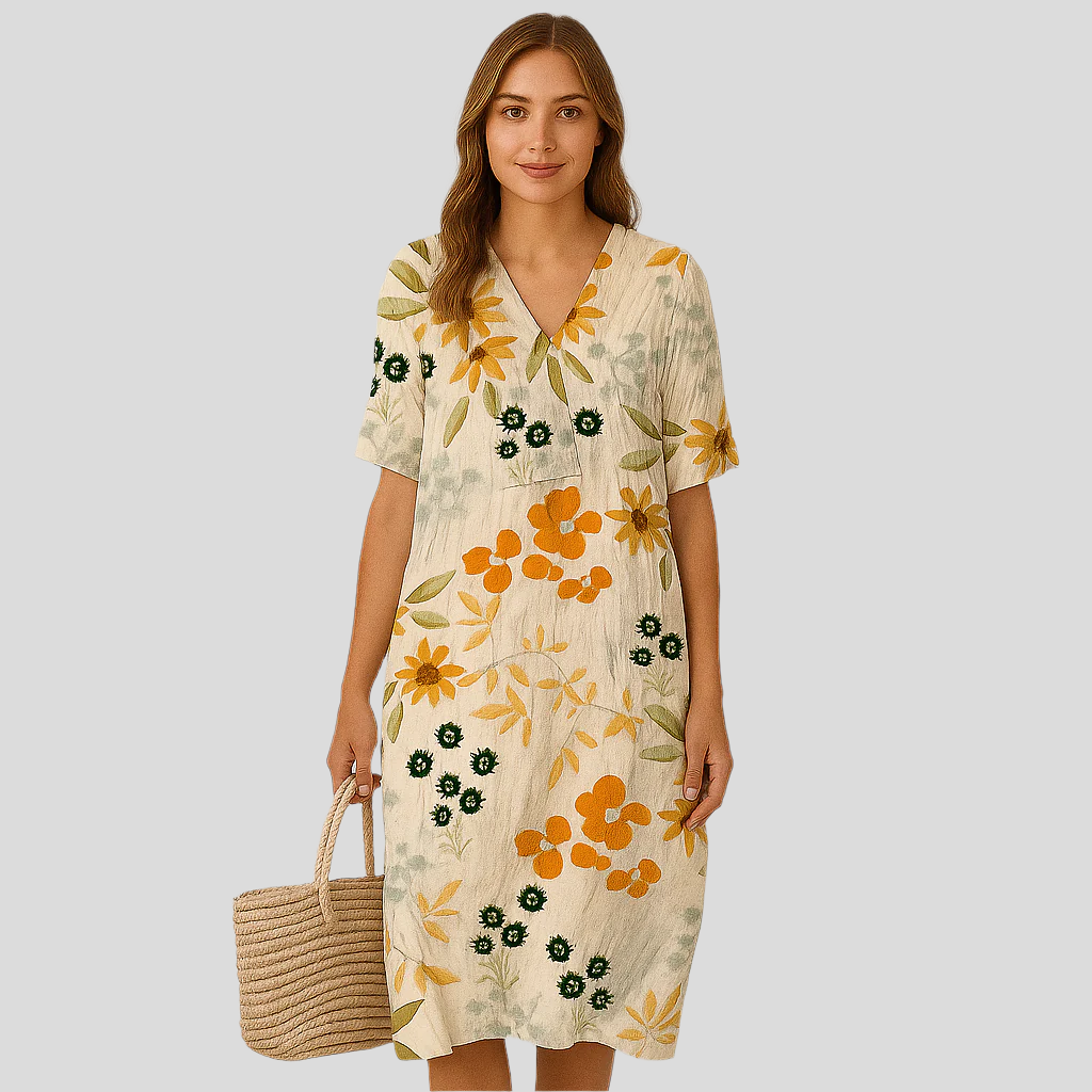 Elena Bloom Casual Midi-kjole – Blomstret let kjole til sommerens elegance