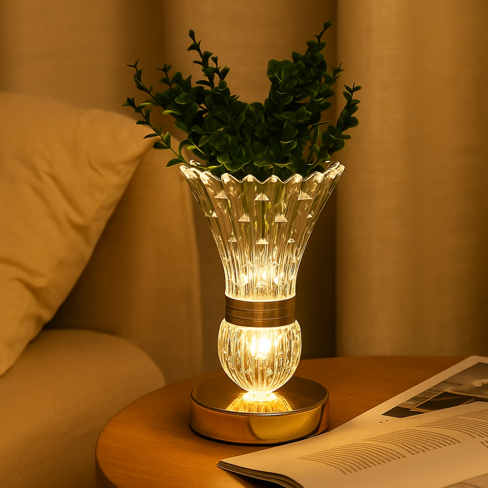 CrystalGlow Elegant LED-bordlampe – Dæmpbart lys for omgivende elegance