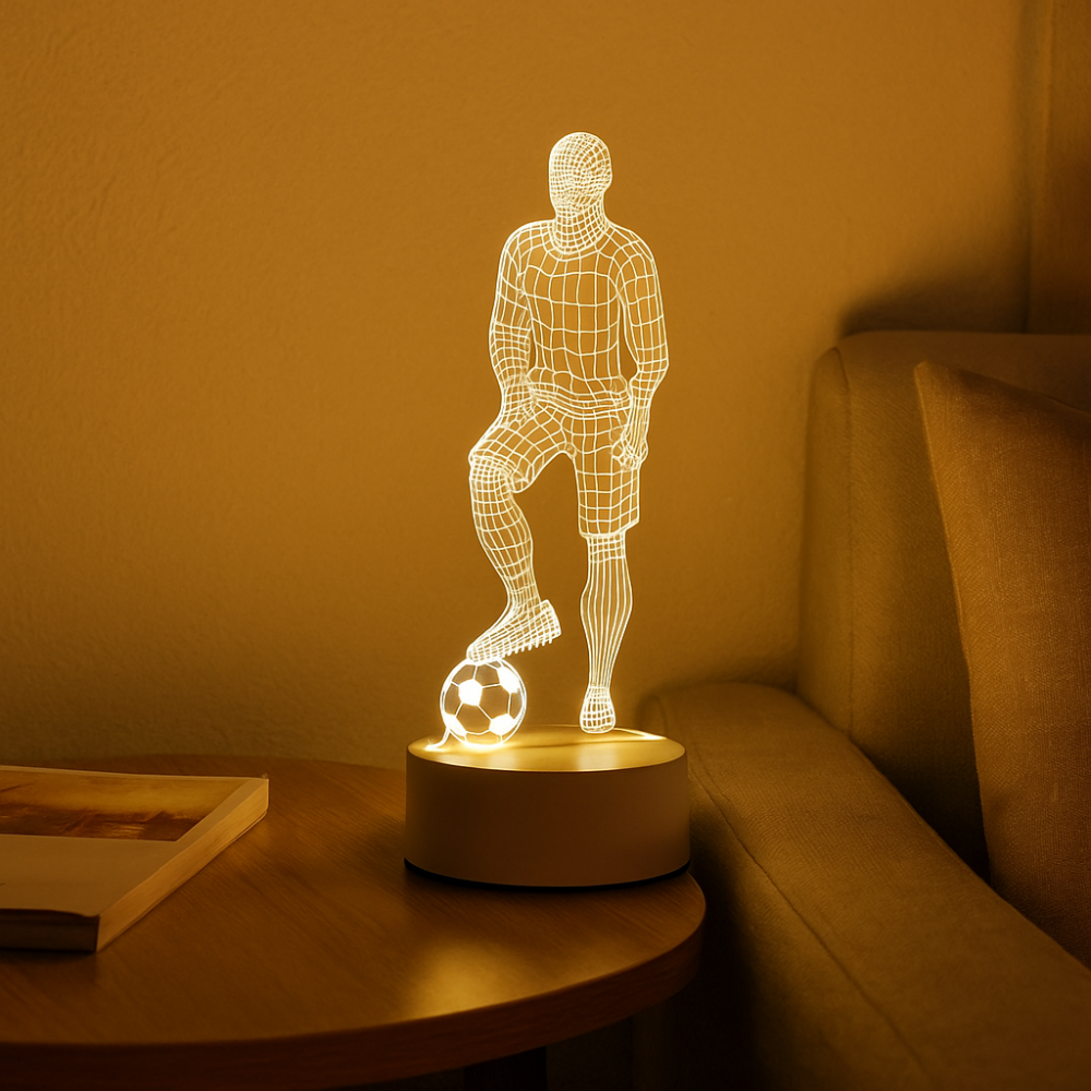 StrikerLite 3D Fodboldspiller LED Bordlampe – Sporty Lysillusion Dekoration