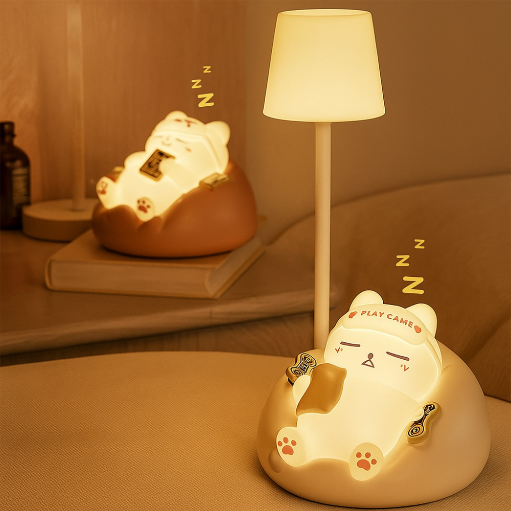 LumaKitty Soft LED Katte-natlampe – USB-genopladelig sengelampe