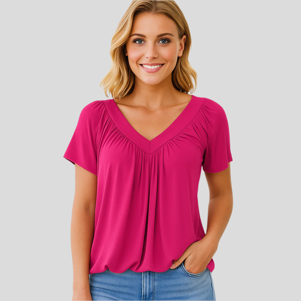 Malia – Let sæsonbluse med plisseret front
