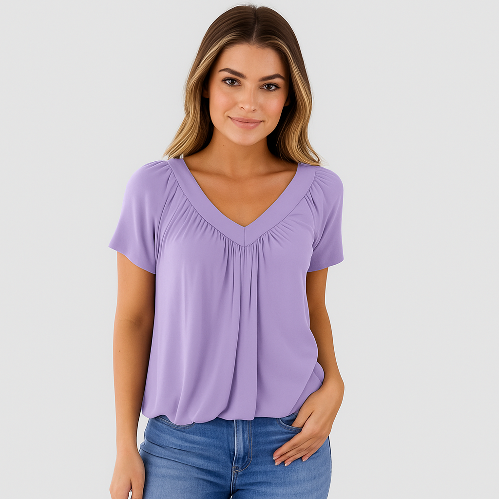 Malia – Let sæsonbluse med plisseret front
