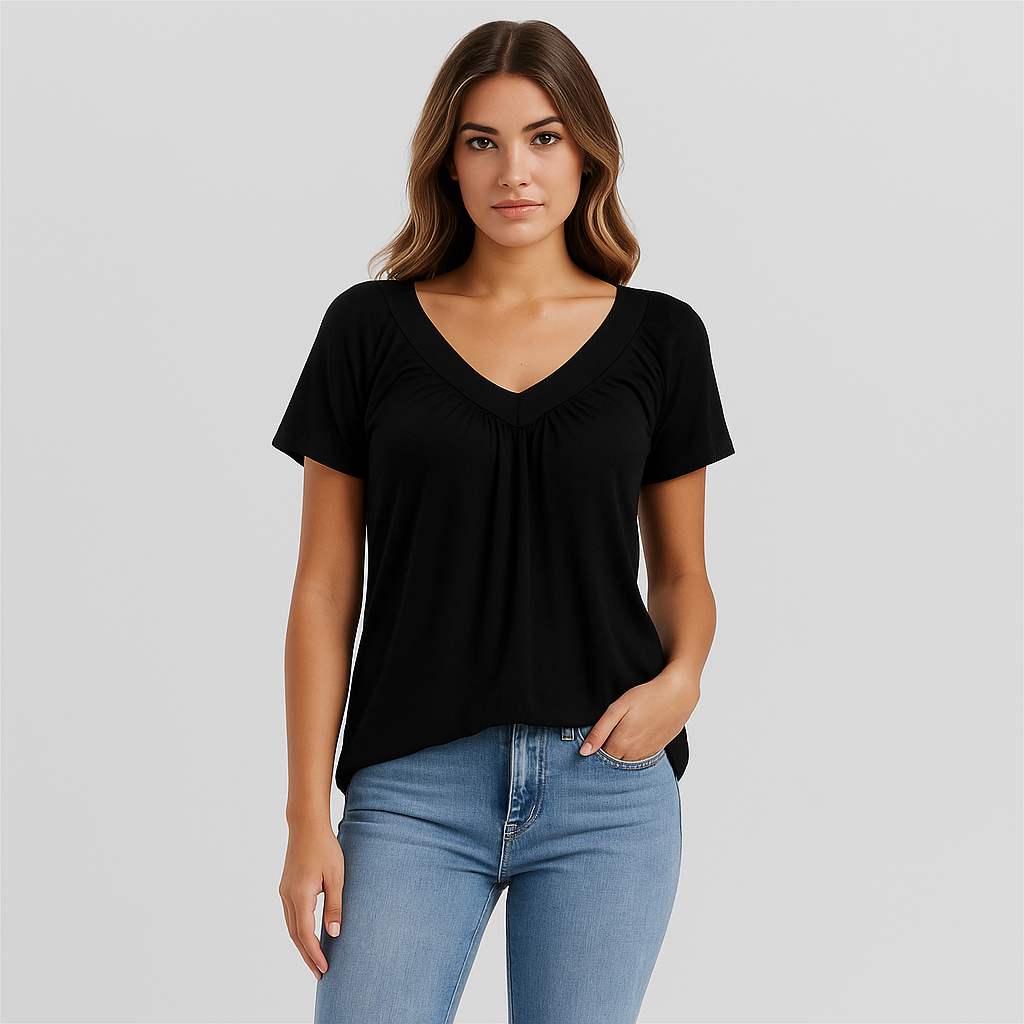 Malia – Let sæsonbluse med plisseret front