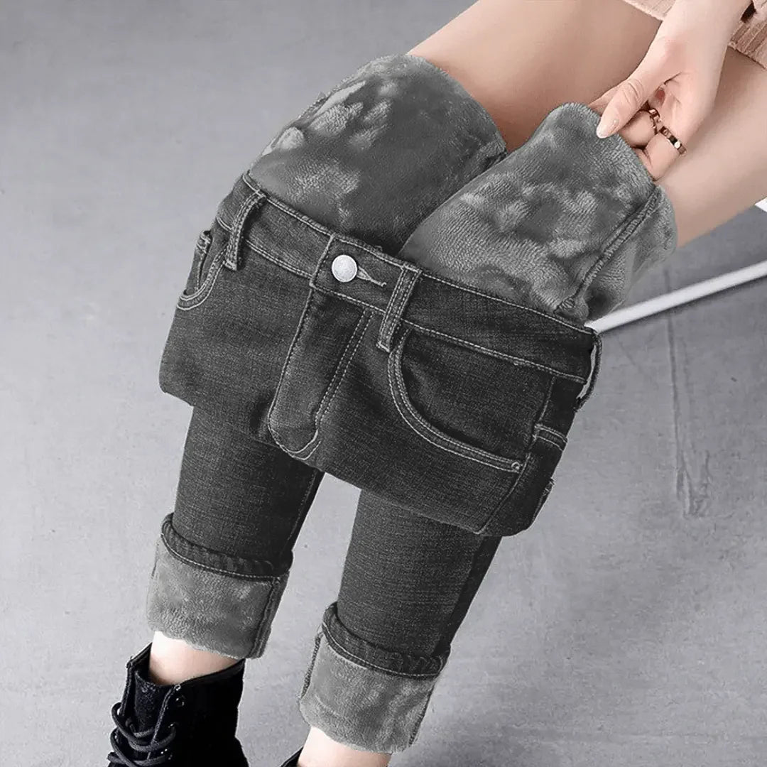 Rosy - stretch jeans med hyggeligt fleecefor