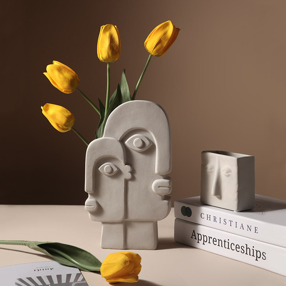 FaceForm Skulpturel Gulvvase – Moderne Kunstnerisk Statement