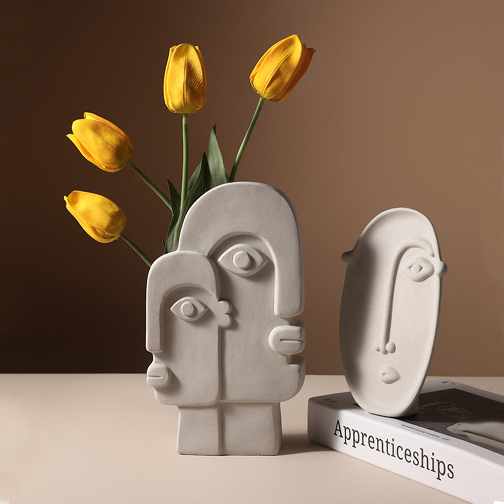 FaceForm Skulpturel Gulvvase – Moderne Kunstnerisk Statement