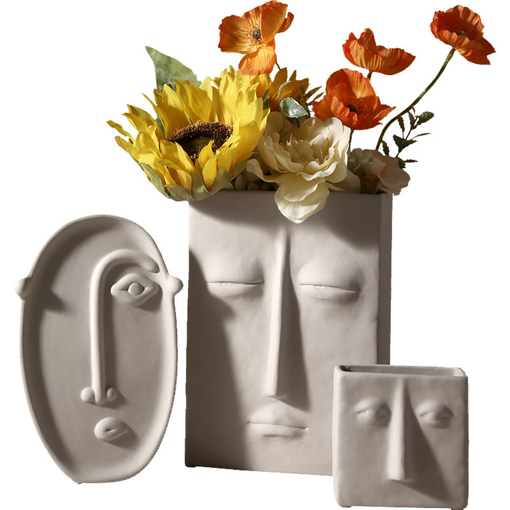 FaceForm Skulpturel Gulvvase – Moderne Kunstnerisk Statement