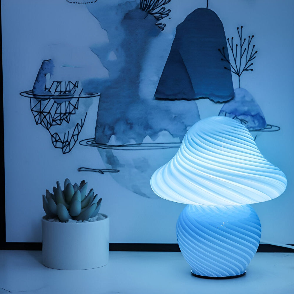 LumiGlow Svampeinspireret Bordlampe – Elegant Belysning til Hyggelige Interiører