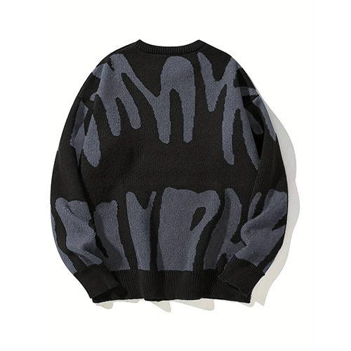 Claude - Unisex sweater med abstrakt tryk med rund hals