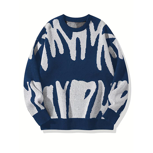 Claude - Unisex sweater med abstrakt tryk med rund hals