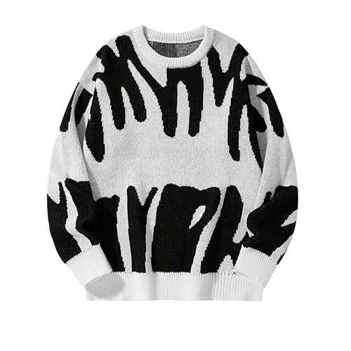 Claude - Unisex sweater med abstrakt tryk med rund hals