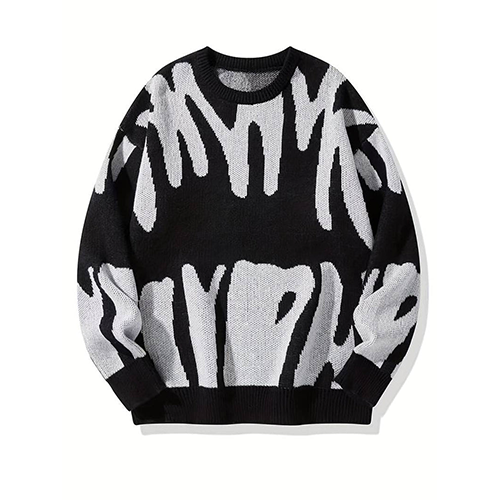 Claude - Unisex sweater med abstrakt tryk med rund hals