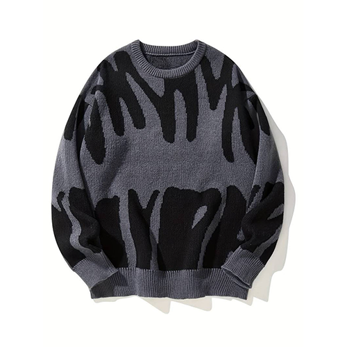 Claude - Unisex sweater med abstrakt tryk med rund hals