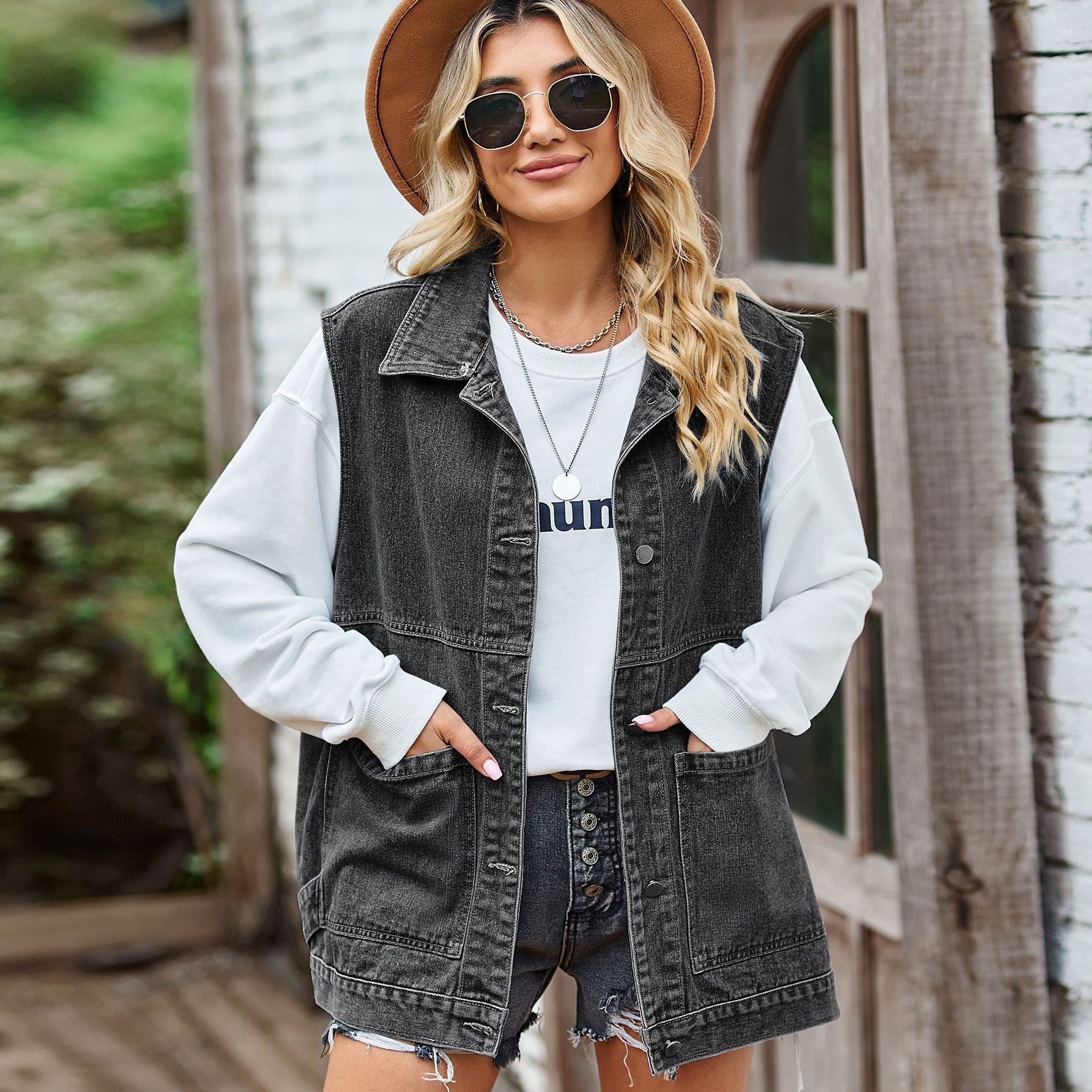 Denim Kvindevest i Bomuld – Afslappet og Trendy Vest til Kvinder