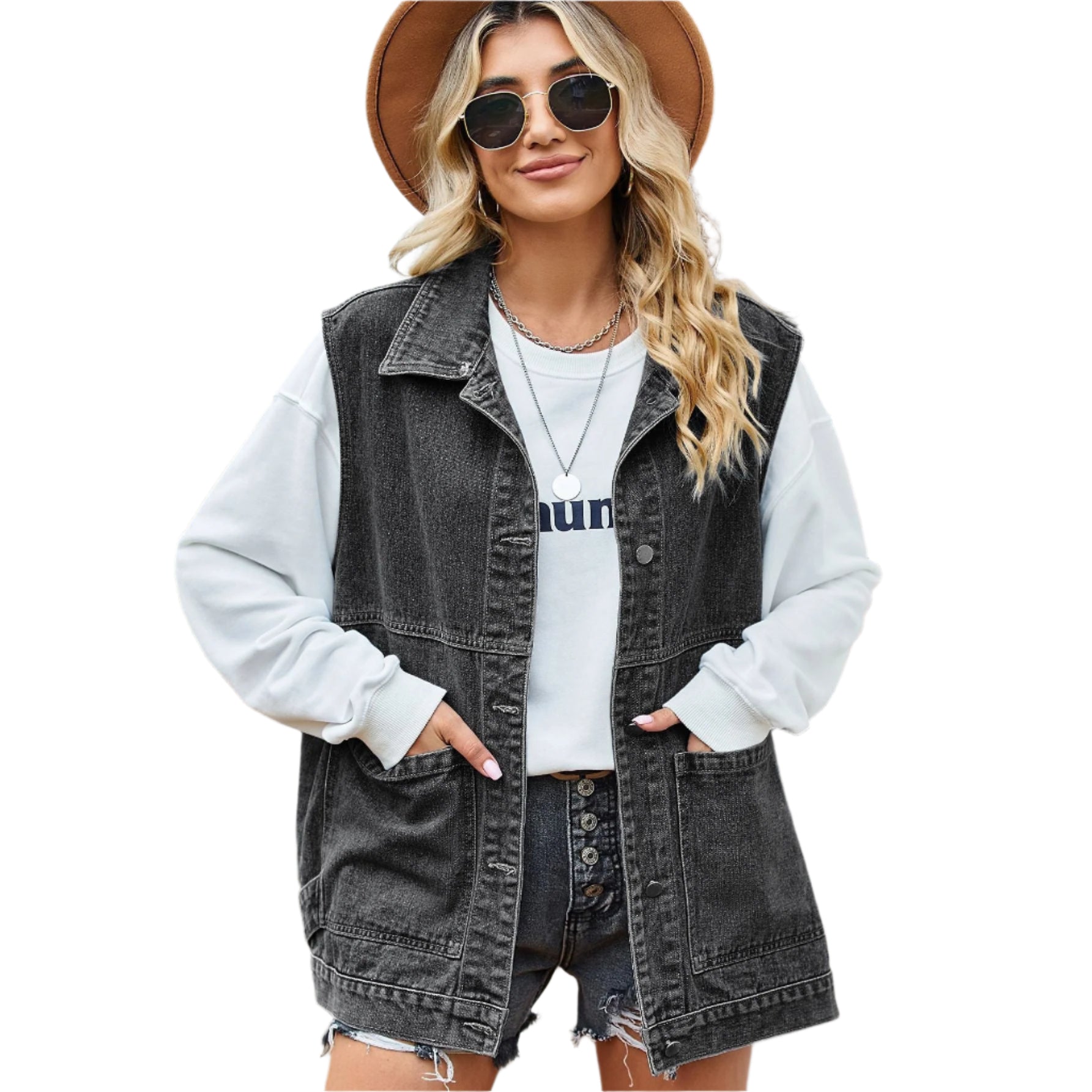 Denim Kvindevest i Bomuld – Afslappet og Trendy Vest til Kvinder