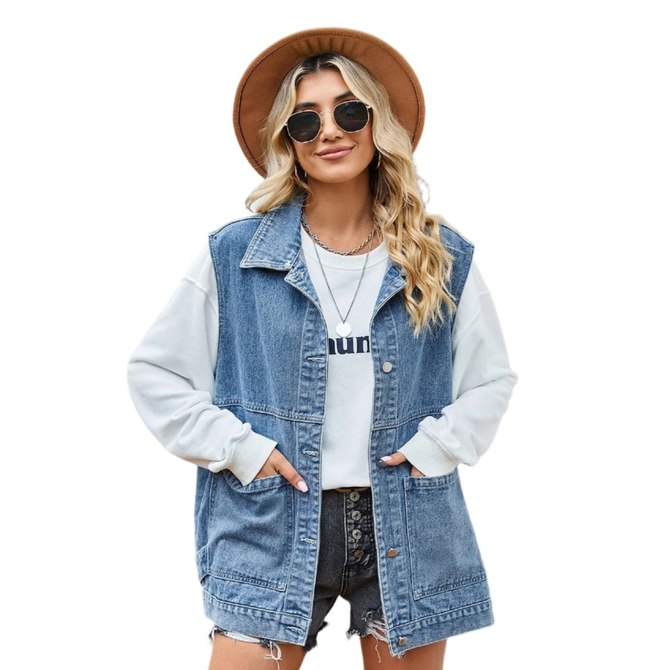 Denim Kvindevest i Bomuld – Afslappet og Trendy Vest til Kvinder