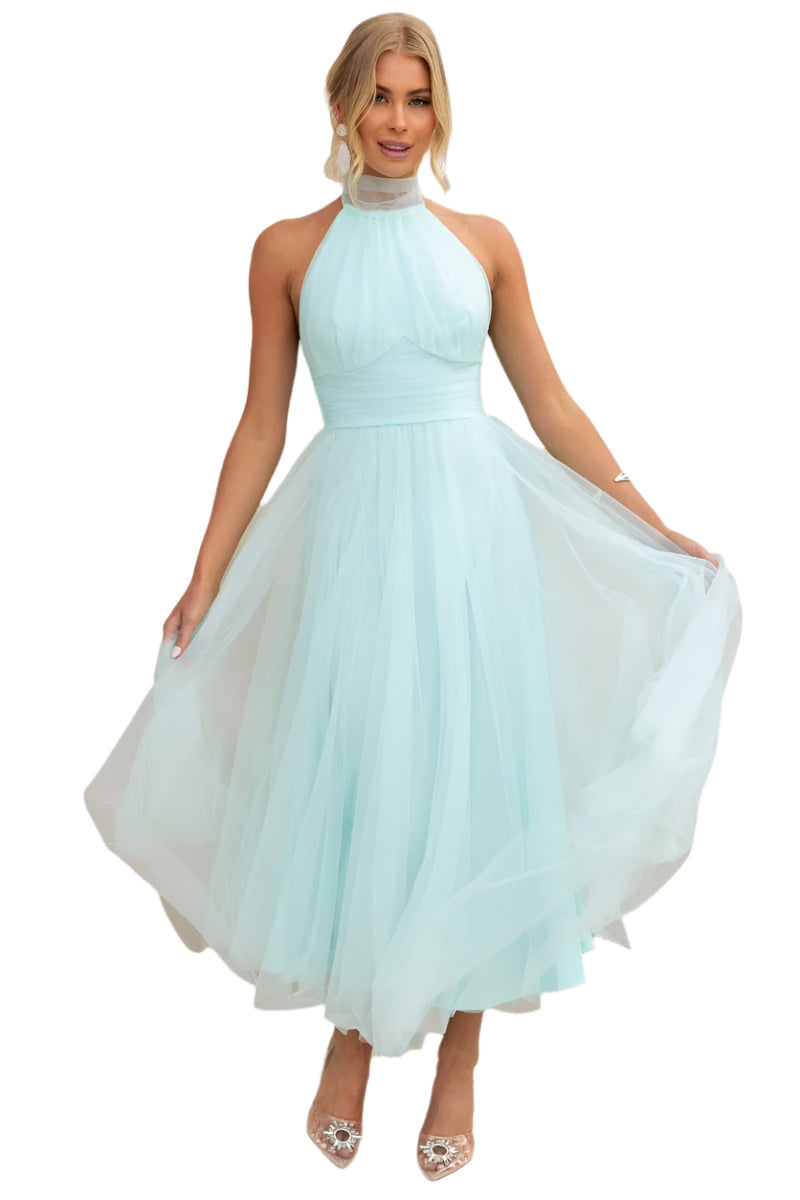 Precella - Elegant midi kjole i tulle med åben ryg