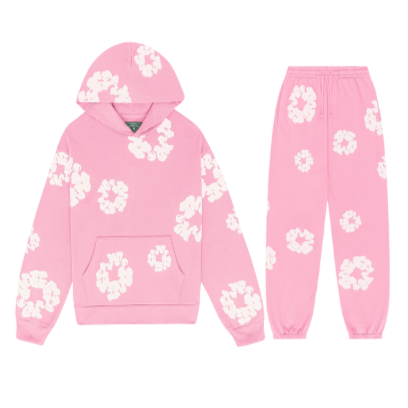 BlossomEase - Unisex blomster hættetrøje og joggingbukser sæt