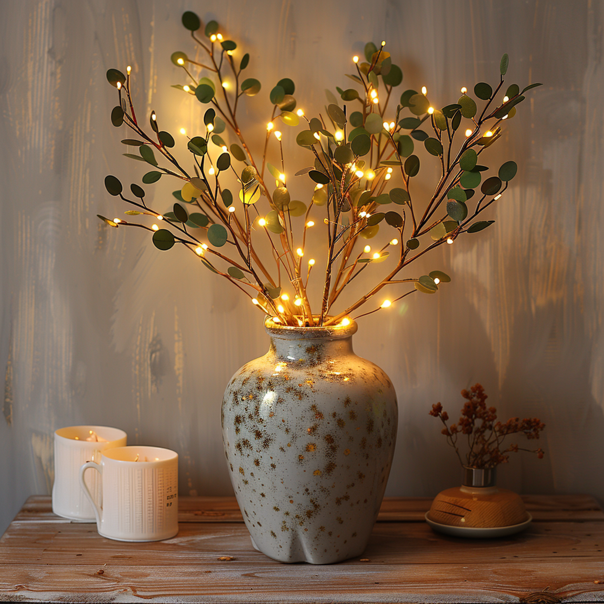 LumiFlor - LED blomster-guirlande med realistiske blade og batteridrevne lys