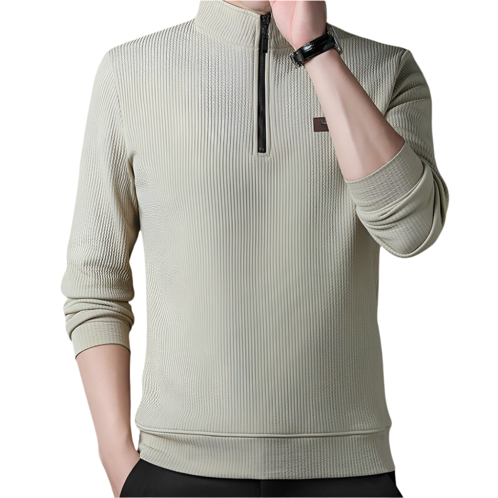 Martin Slankende Herre-Pullover med Kvadret Lynlås – Komfort og Stil i Ét
