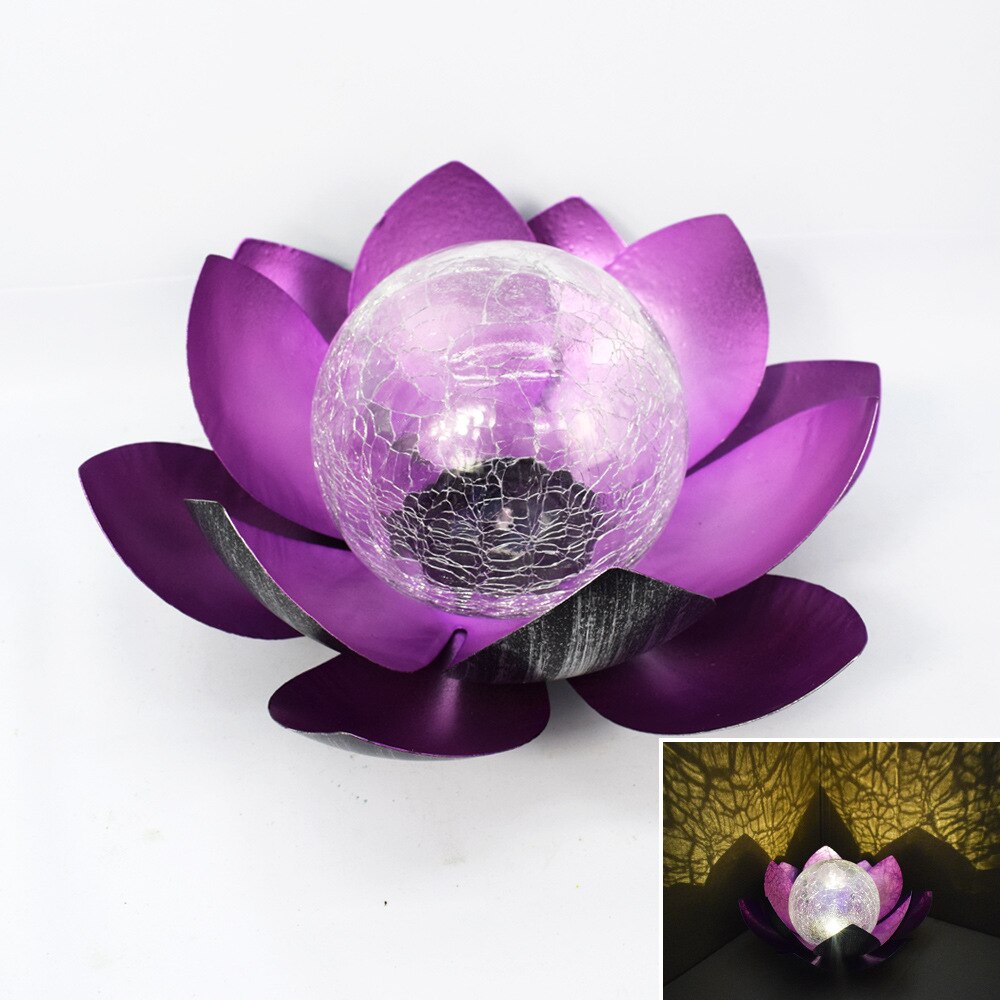 LumaLotus - Solcelledrevet Lotus-havelys med knitrende glascenter