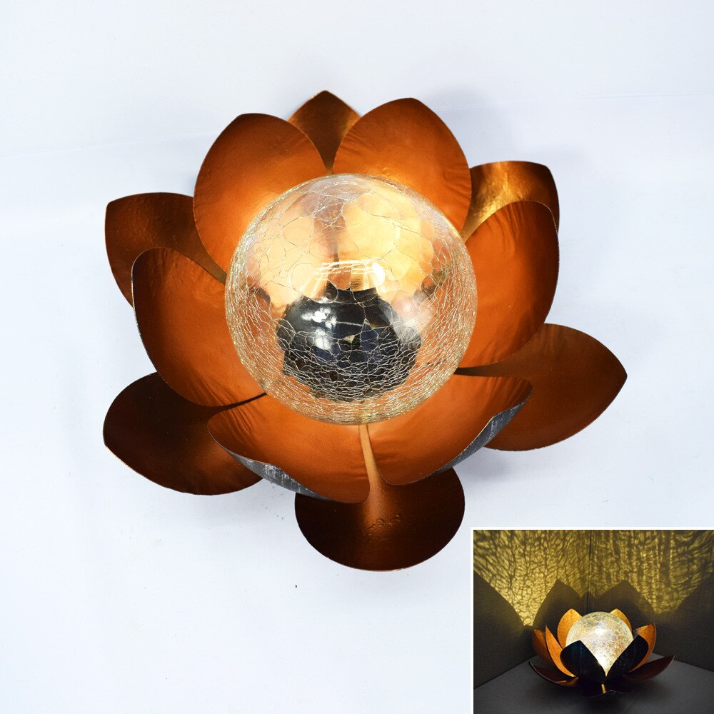 LumaLotus - Solcelledrevet Lotus-havelys med knitrende glascenter