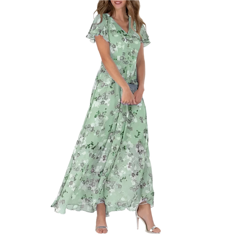 Sofie – Lang Sommerkjole med Blomstermønster