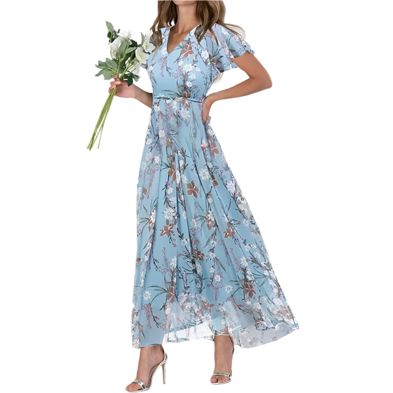 Sofie – Lang Sommerkjole med Blomstermønster