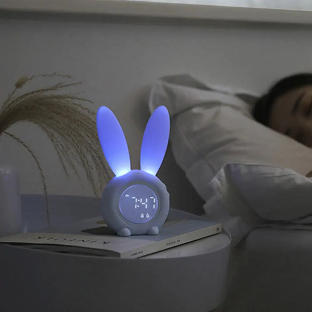 Luna Kaninformet Vækkeur med LED Display og Lysende Ører