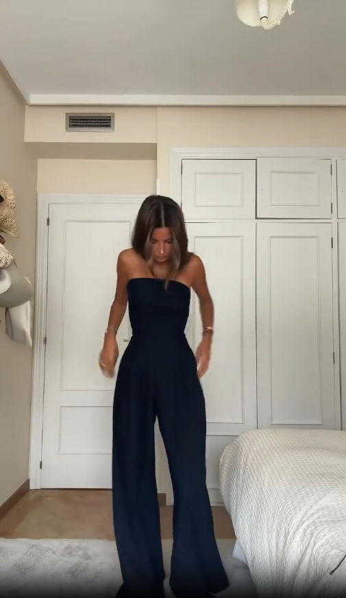 Luna stropløs jumpsuit med vide ben