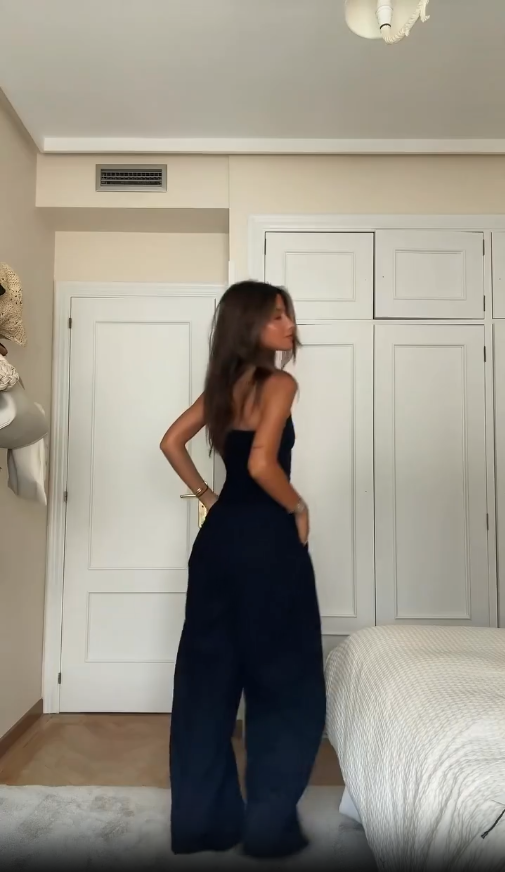 Luna stropløs jumpsuit med vide ben